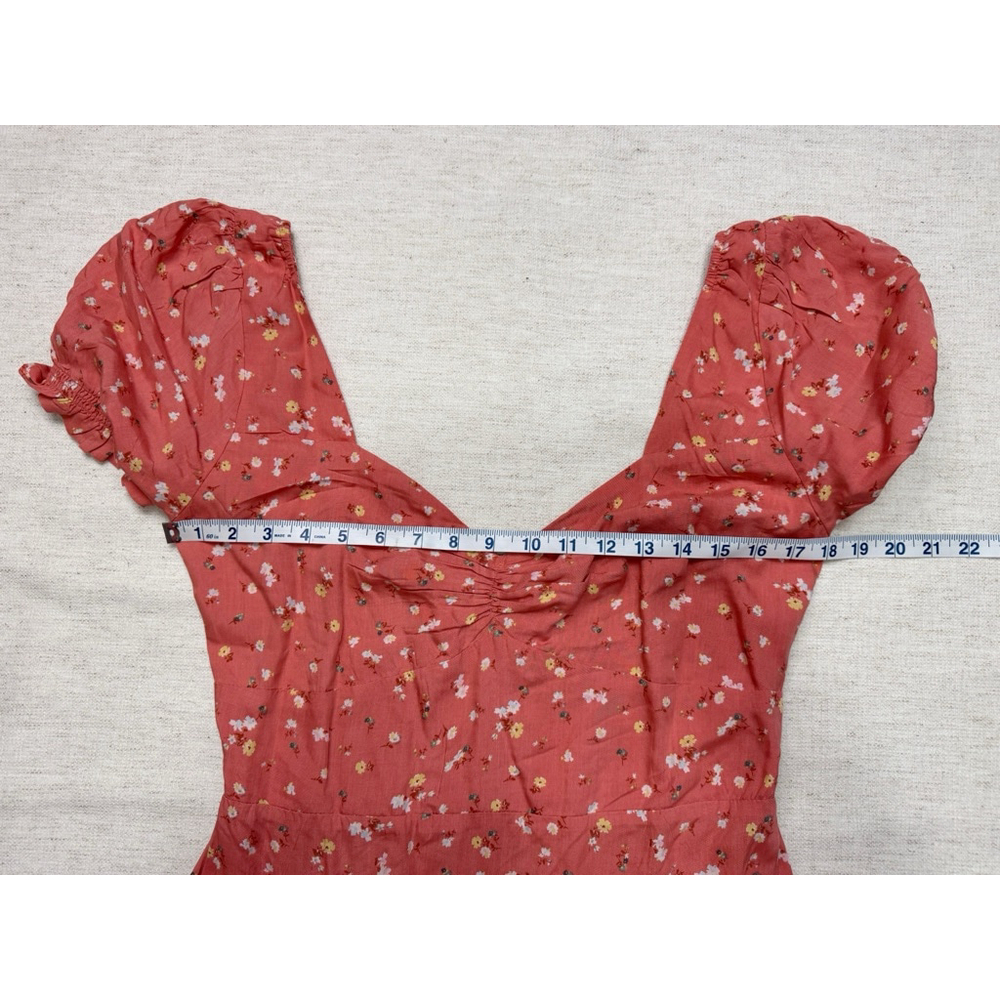 Billabong women midi floral dress puff sleeve XL Romantic Cottagecore Boho Beach - Picture 3 of 5